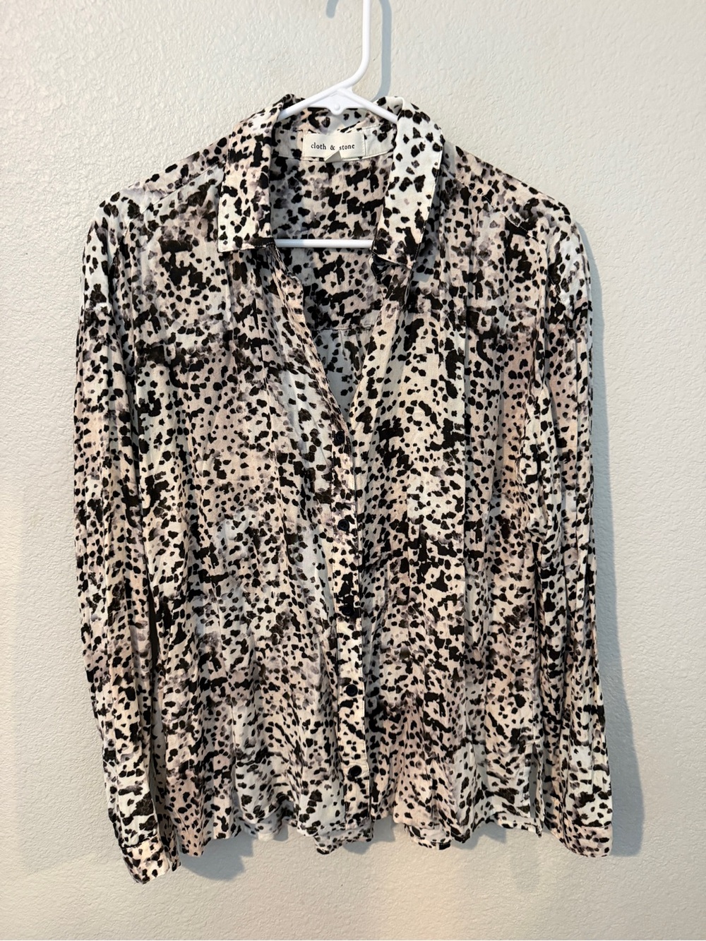 cloth & stone Dalmatian Print Button-Up Blouse - Black & Cream